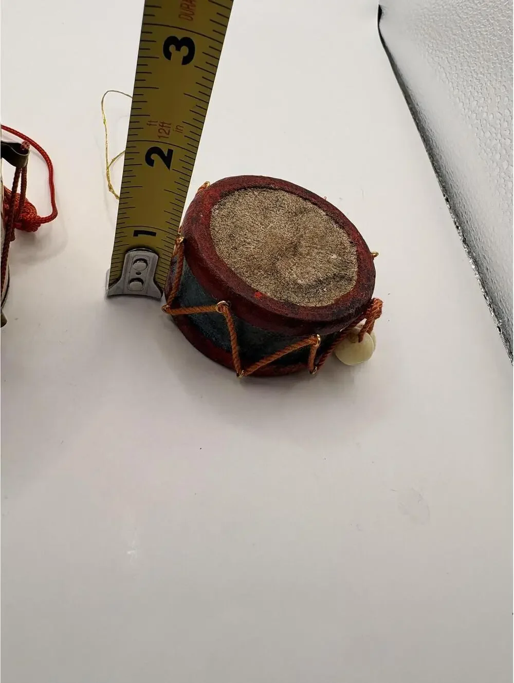 Vintage Miniature Drum & Brass Drum Ornament Set Hangin